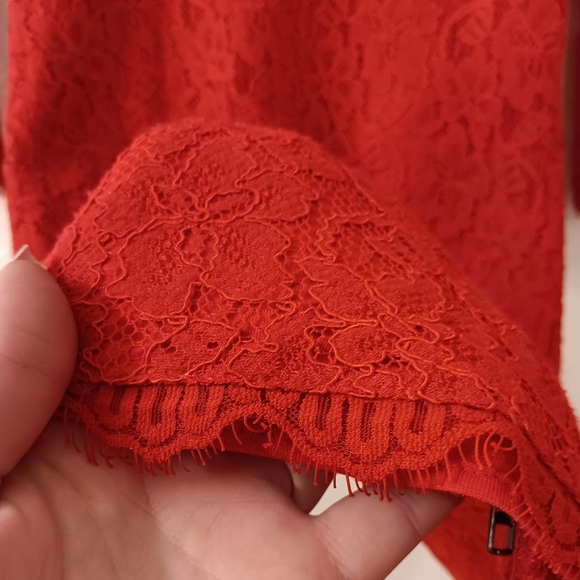 Diane Von Furstenberg Red Lace Dress Size 4 - Picture 10 of 10